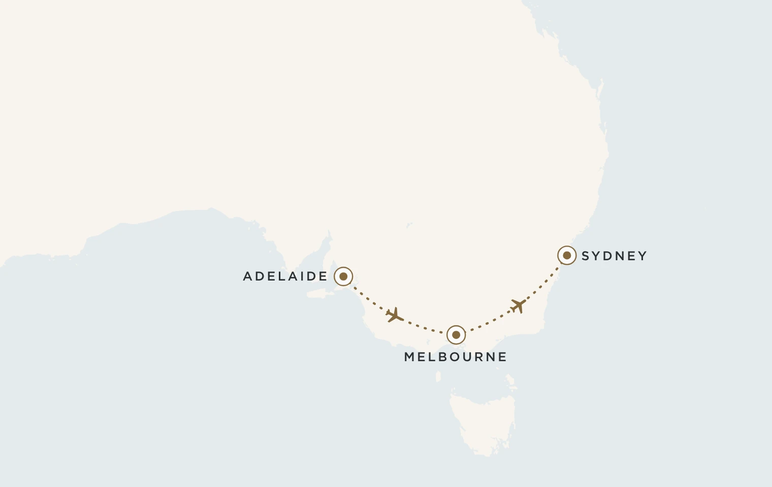 Mappa del viaggio Australia Classica: Adelaide, Melbourne e Sydney