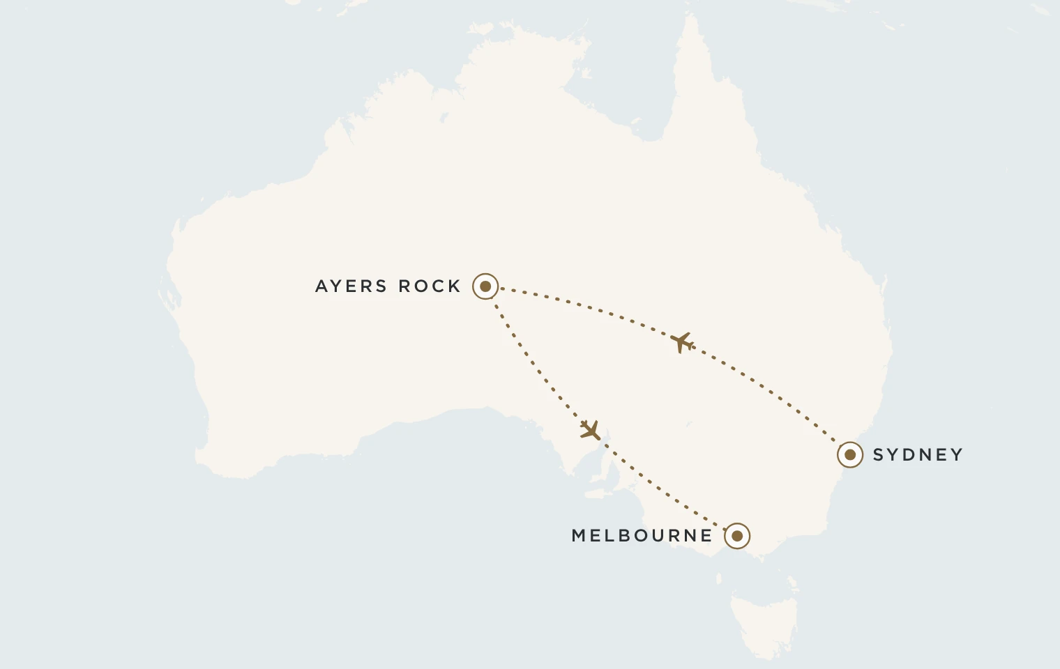 Mappa del viaggio Australia Wonders: Sydney, Ayers Rock e Melbourne