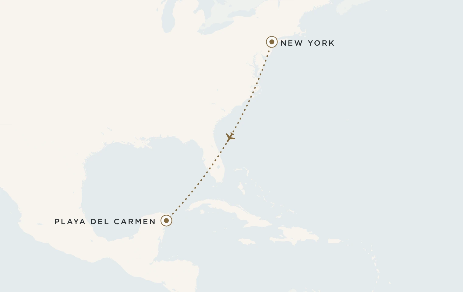 Mappa del viaggio New York e Messico: New York e Playa del Carmen