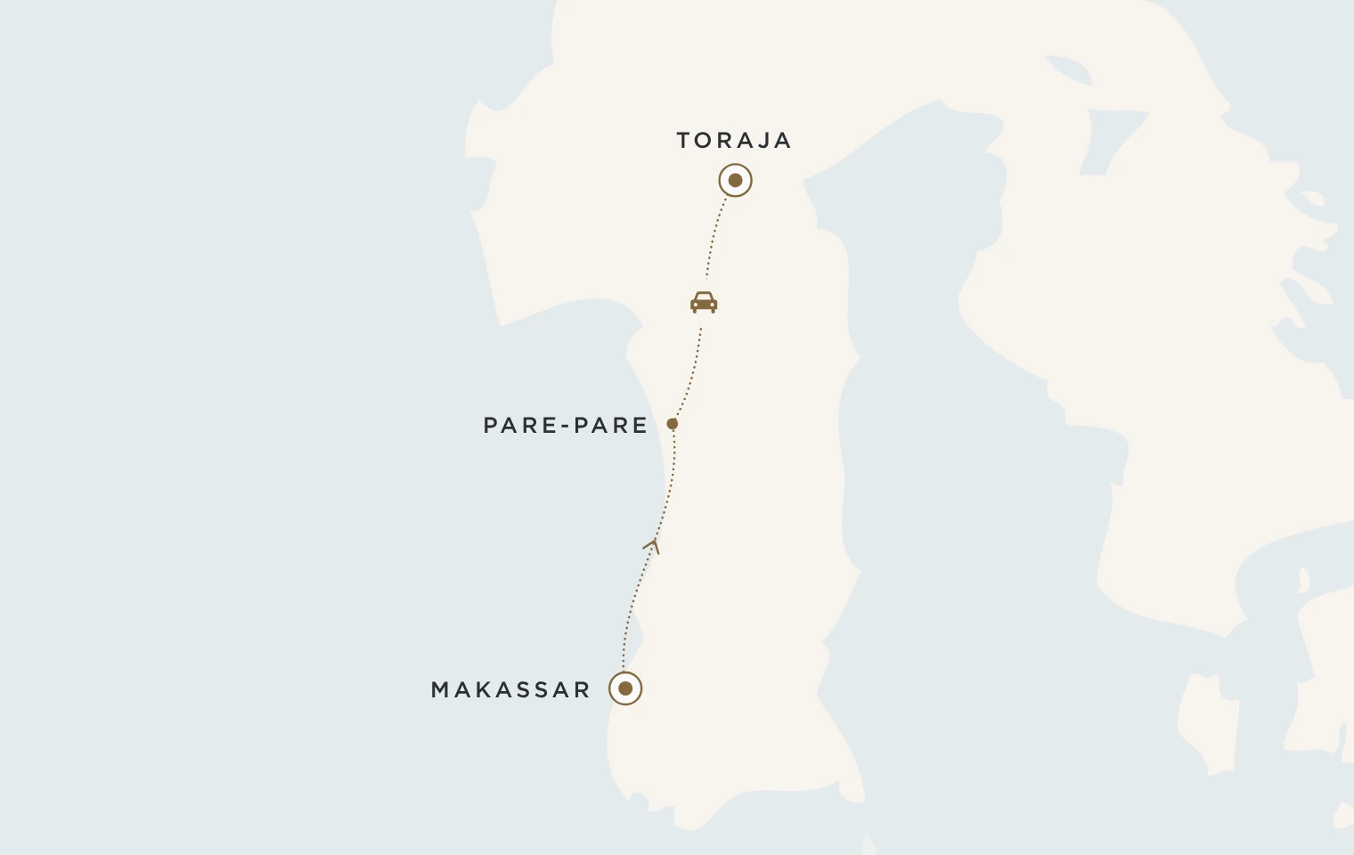 Mappa del viaggio Sulawesi Classico: da Makassar a Toraja passando per Pare-Pare
