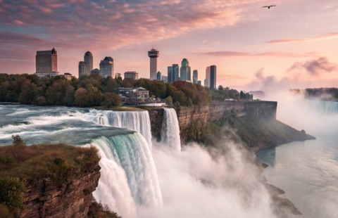 cascate del niagara al tramonto