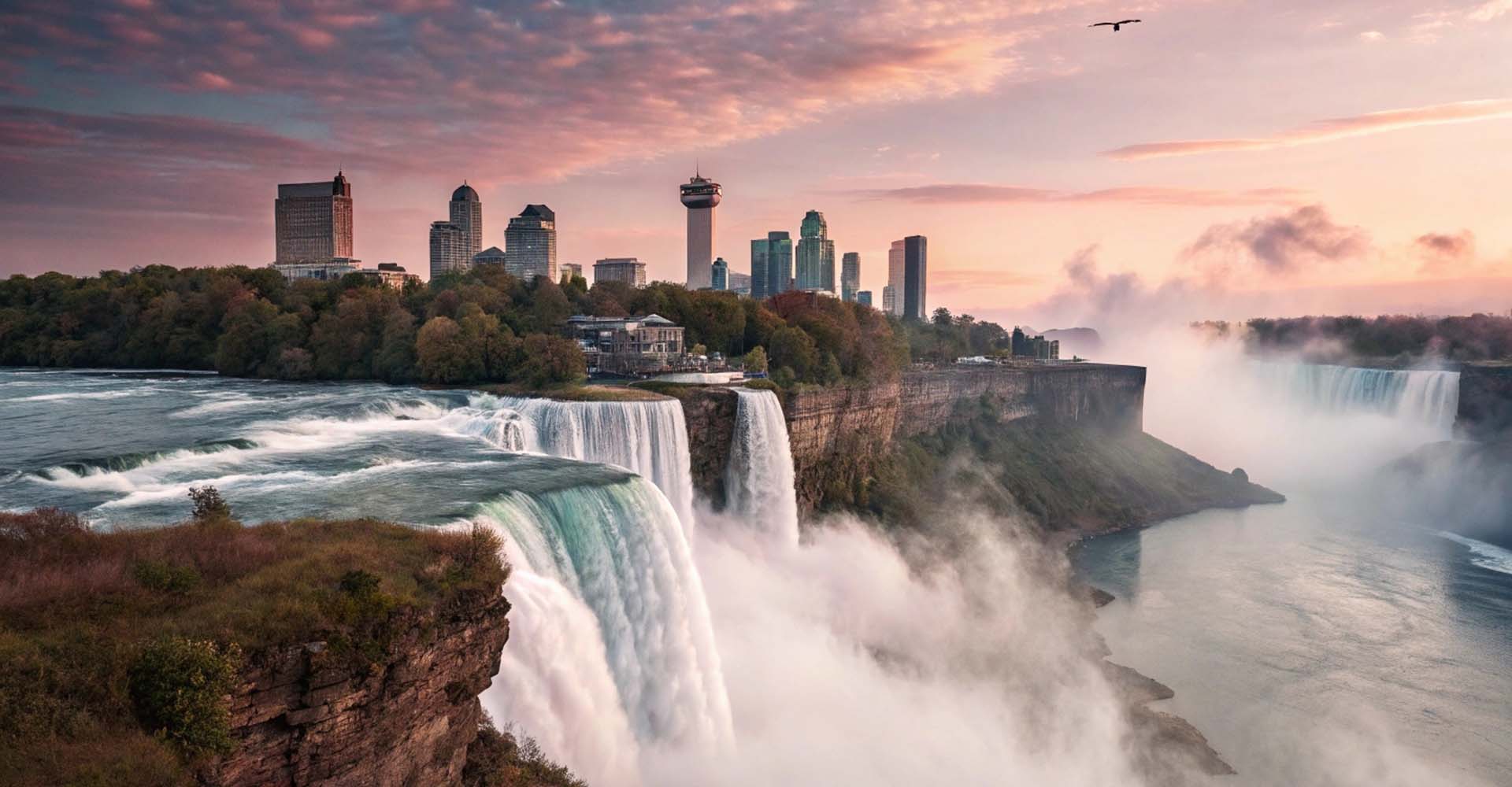 cascate del niagara al tramonto